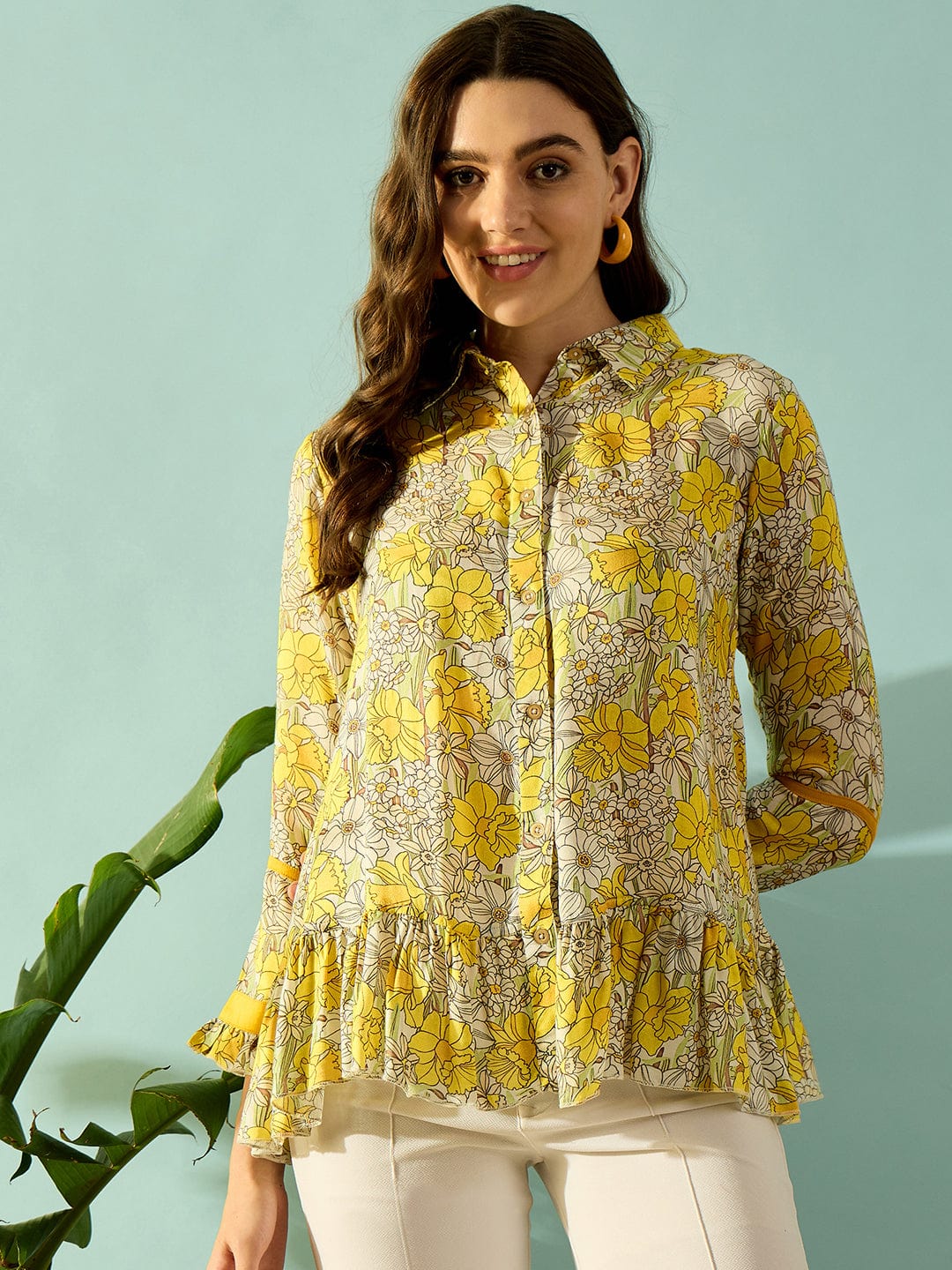 The Kaftan Company Tops Daisy Doodle Button Down Shirt