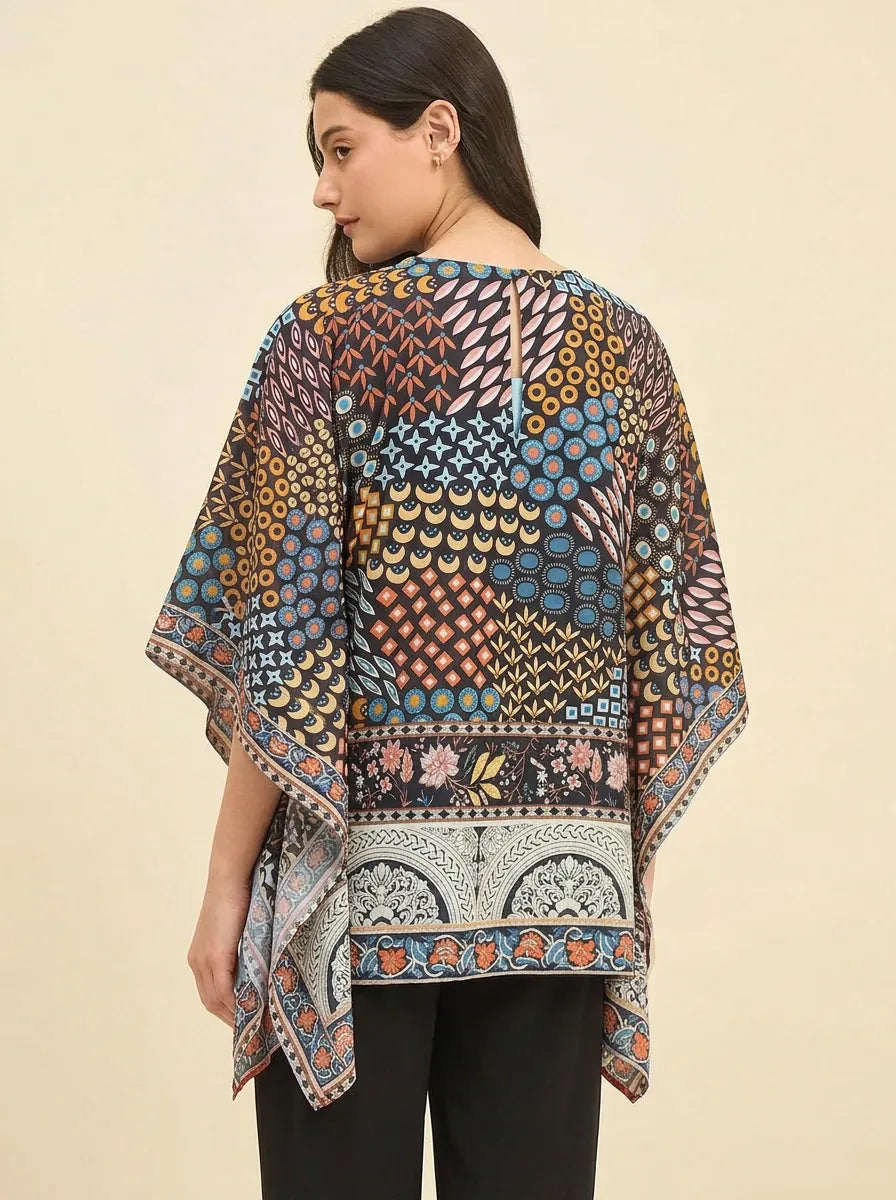 The Kaftan Company Tops Ethnic Print Viscose Kaftan Top