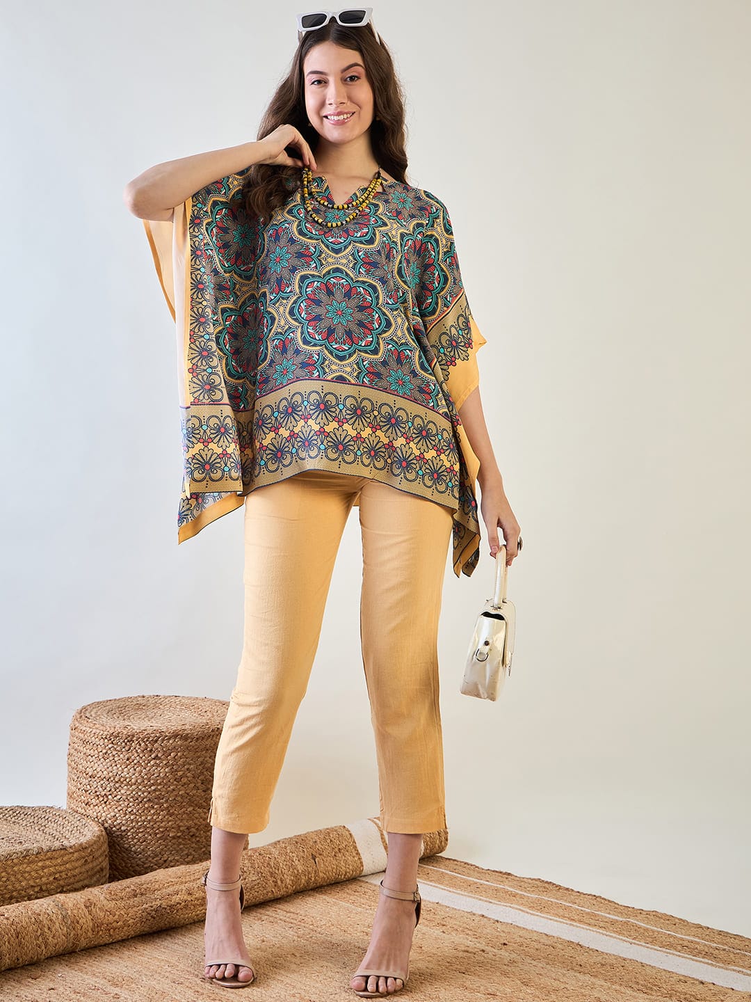 The Kaftan Company Tops Floral Kaleido Kaftan Top