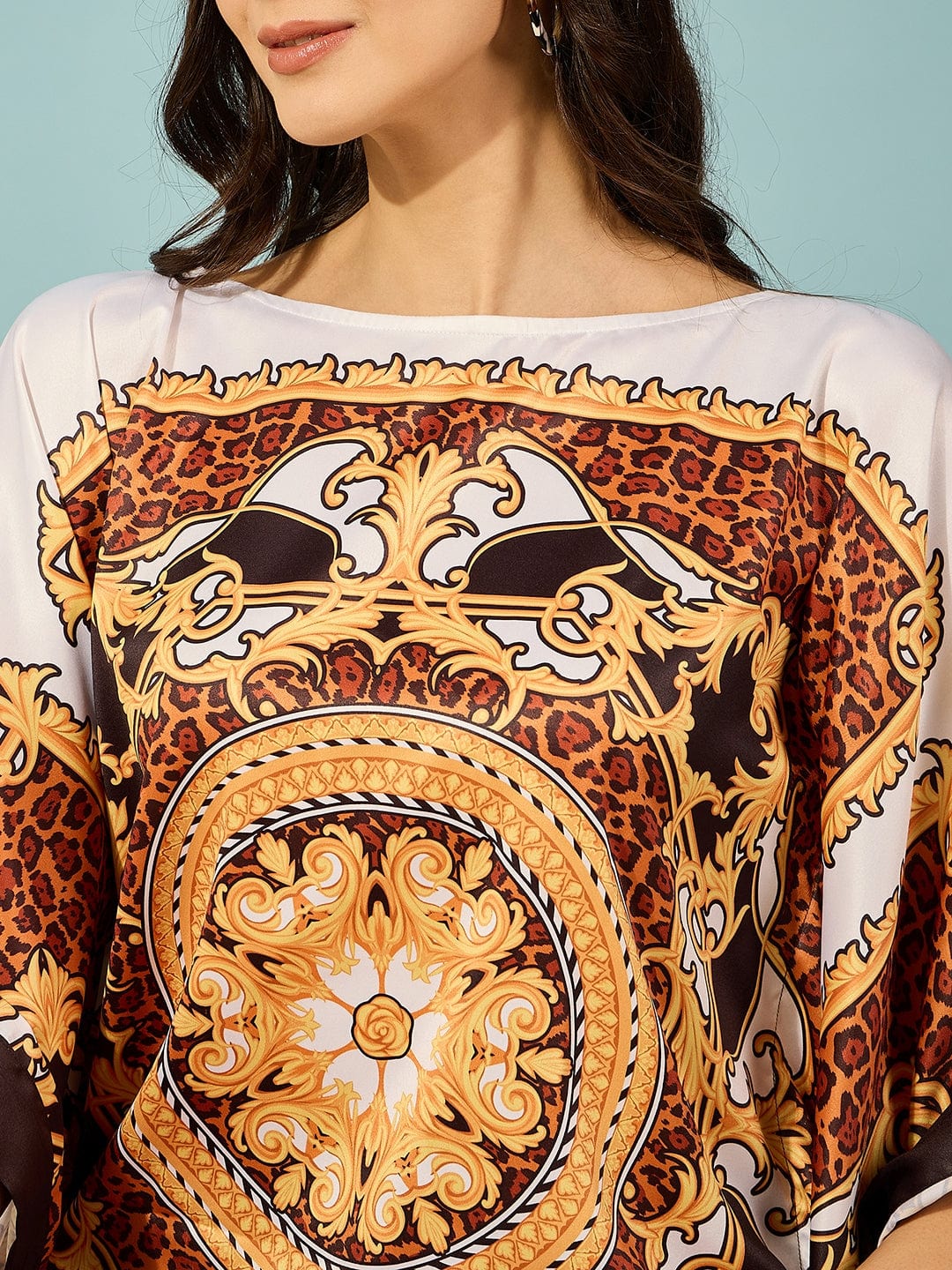 The Kaftan Company Tops Leopard Baroque Dual Print Kaftan Top