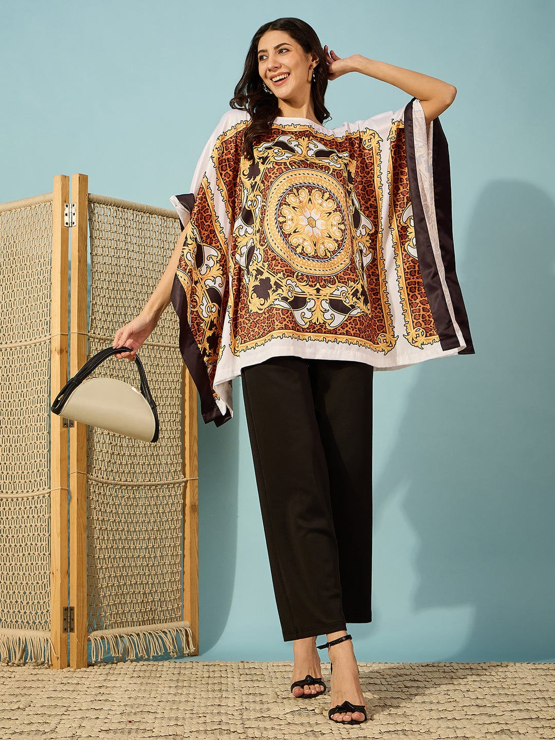 The Kaftan Company Tops Leopard Baroque Dual Print Kaftan Top