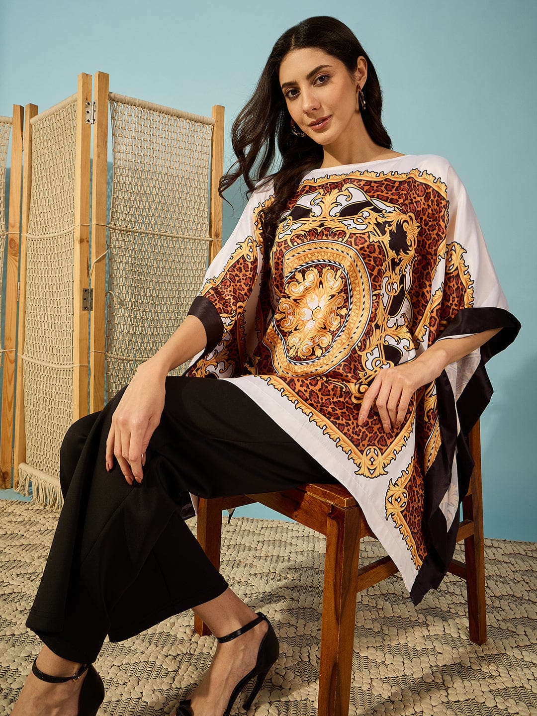 The Kaftan Company Tops Leopard Baroque Dual Print Kaftan Top