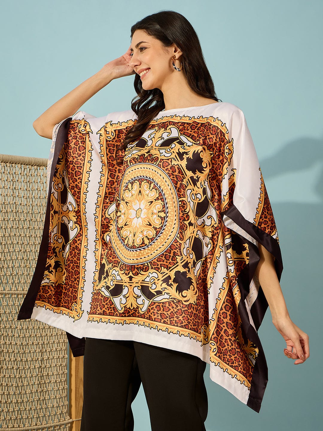The Kaftan Company Tops Leopard Baroque Dual Print Kaftan Top