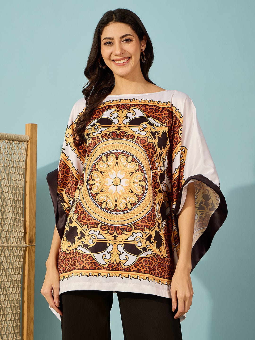 The Kaftan Company Tops Leopard Baroque Dual Print Kaftan Top