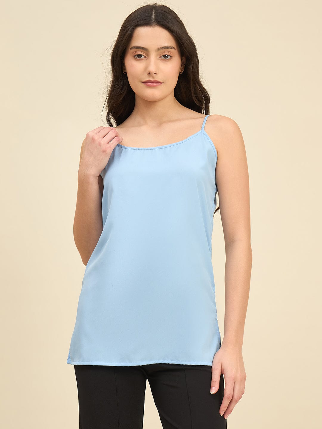 The Kaftan Company Tops Light Blue Georgette Kaftan Top with Hand Embroidery