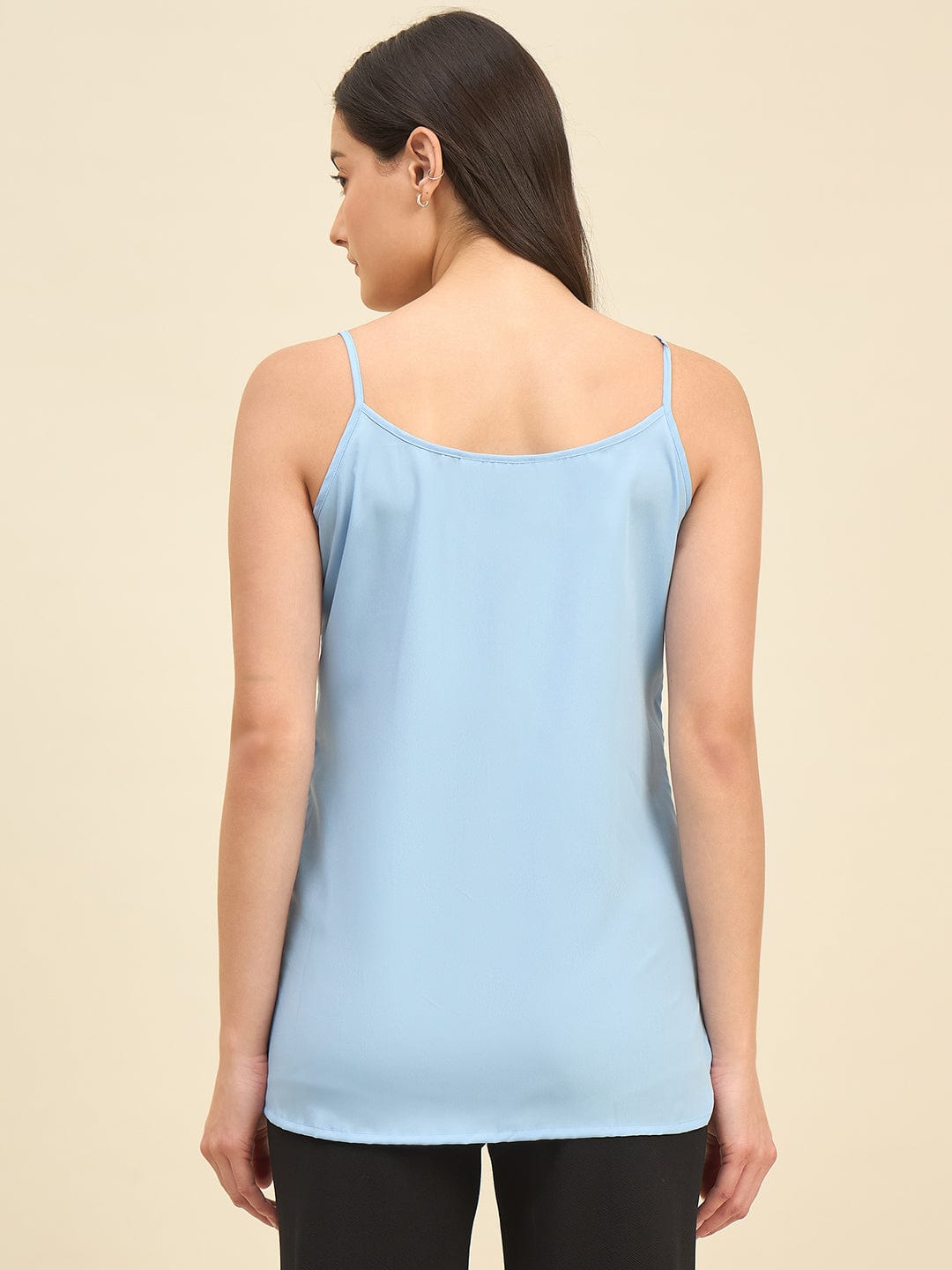 The Kaftan Company Tops Light Blue Georgette Kaftan Top with Hand Embroidery