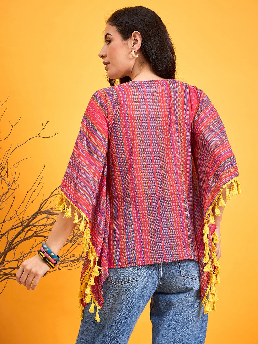 The Kaftan Company Tops Multi Coloured Embroidered Tribal Kaftan Top