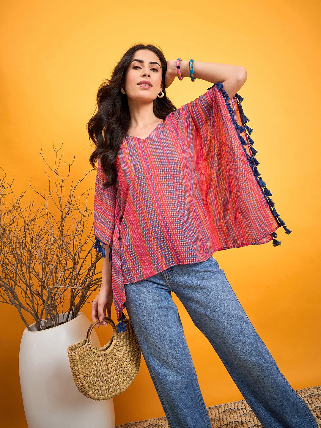 The Kaftan Company Tops Multi Coloured Tribal Kaftan Top