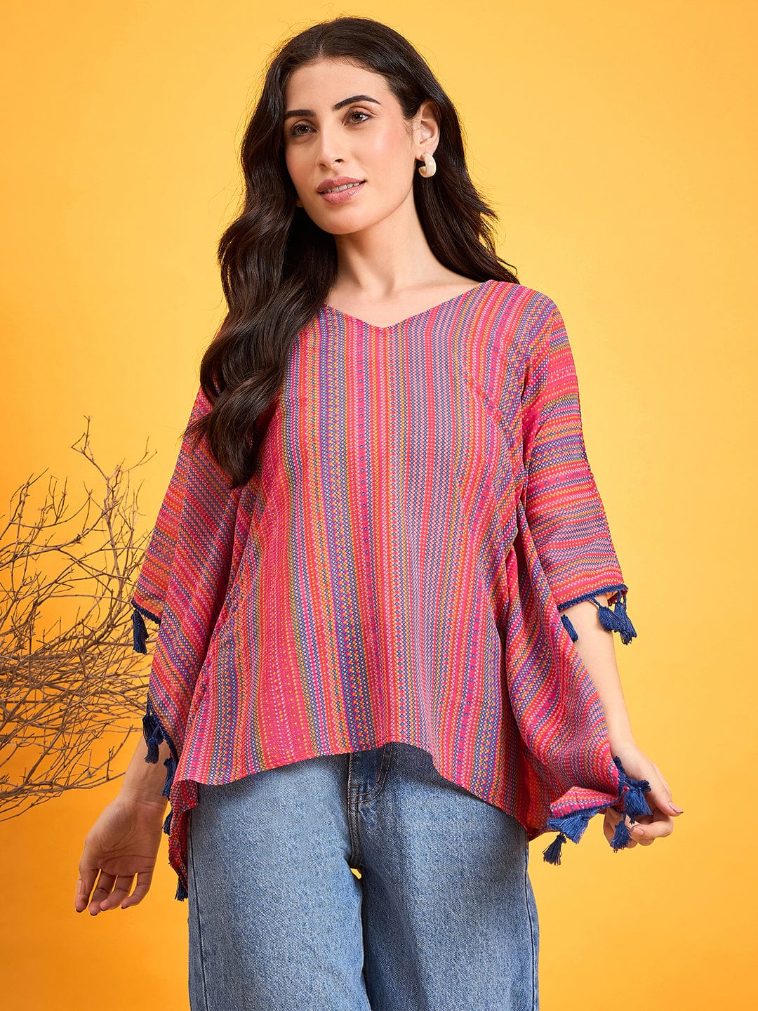 The Kaftan Company Tops Multi Coloured Tribal Kaftan Top