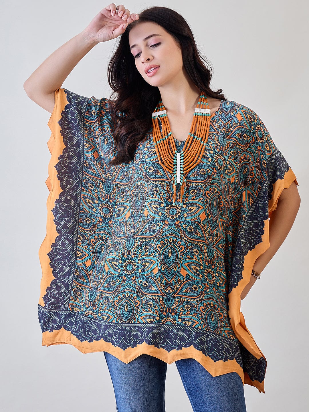 The Kaftan Company Tops Multicolor Kaleido Kaftan Top
