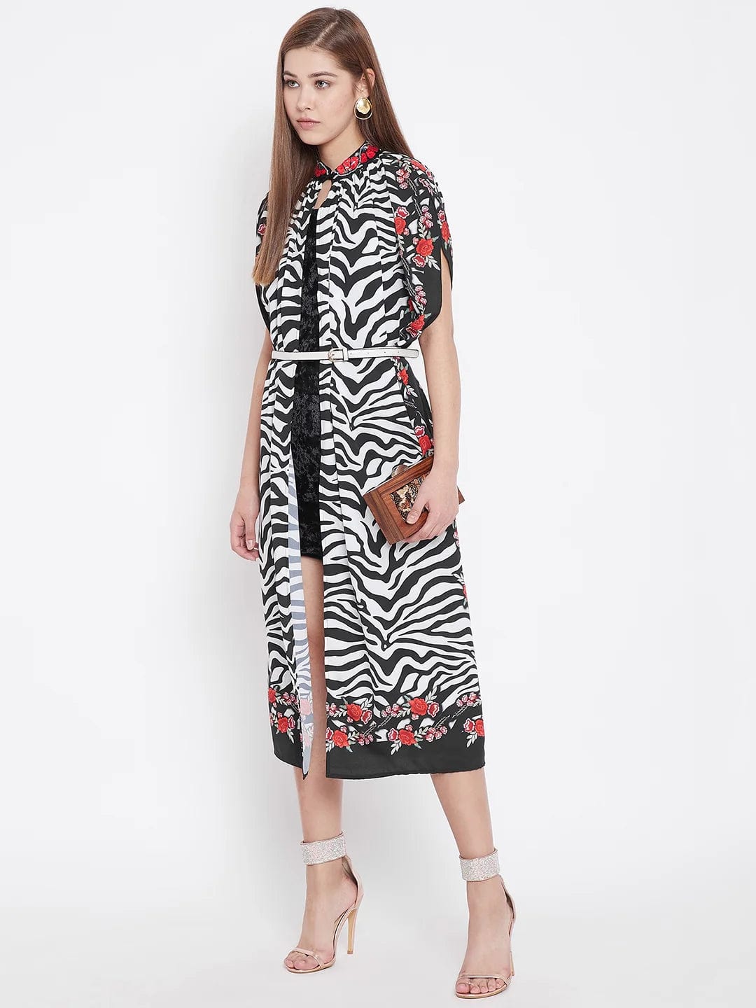 The Kaftan Company Tops ONESIZE Animal Print Embroidered Kaftan Shrug - (Clearance - Final Sale)