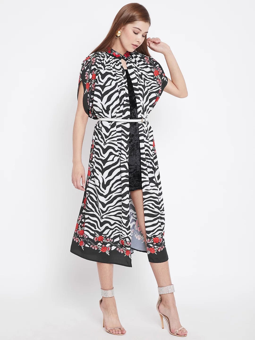The Kaftan Company Tops ONESIZE Animal Print Embroidered Kaftan Shrug - (Clearance - Final Sale)