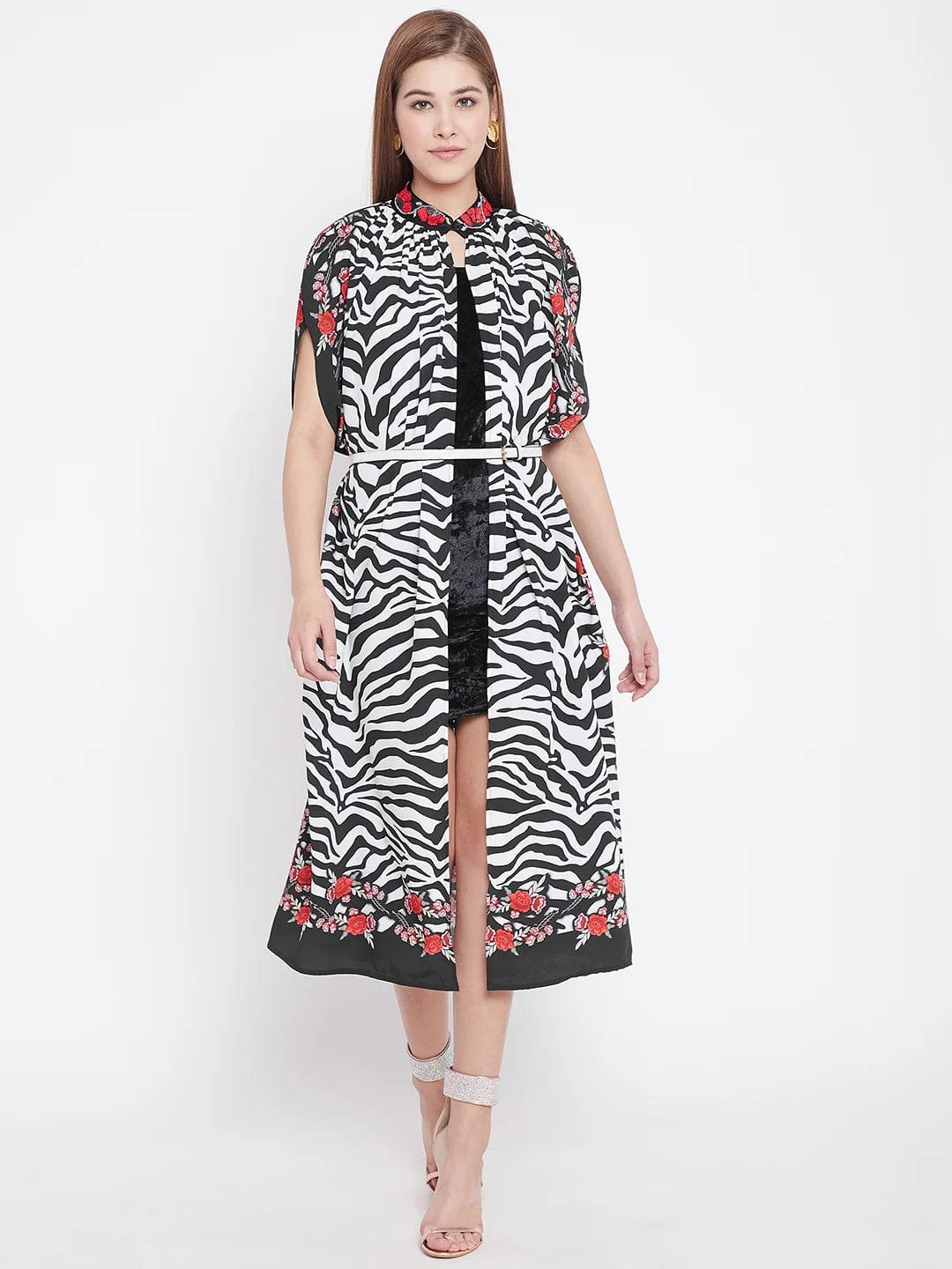 The Kaftan Company Tops ONESIZE Animal Print Embroidered Kaftan Shrug - (Clearance - Final Sale)