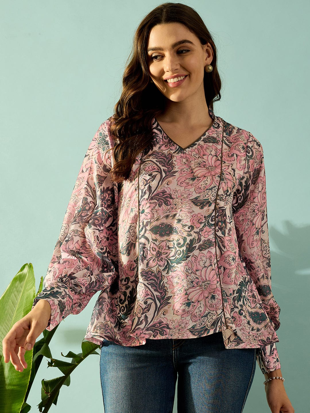 The Kaftan Company Tops Pink Elegant Vintage Day Wear Top