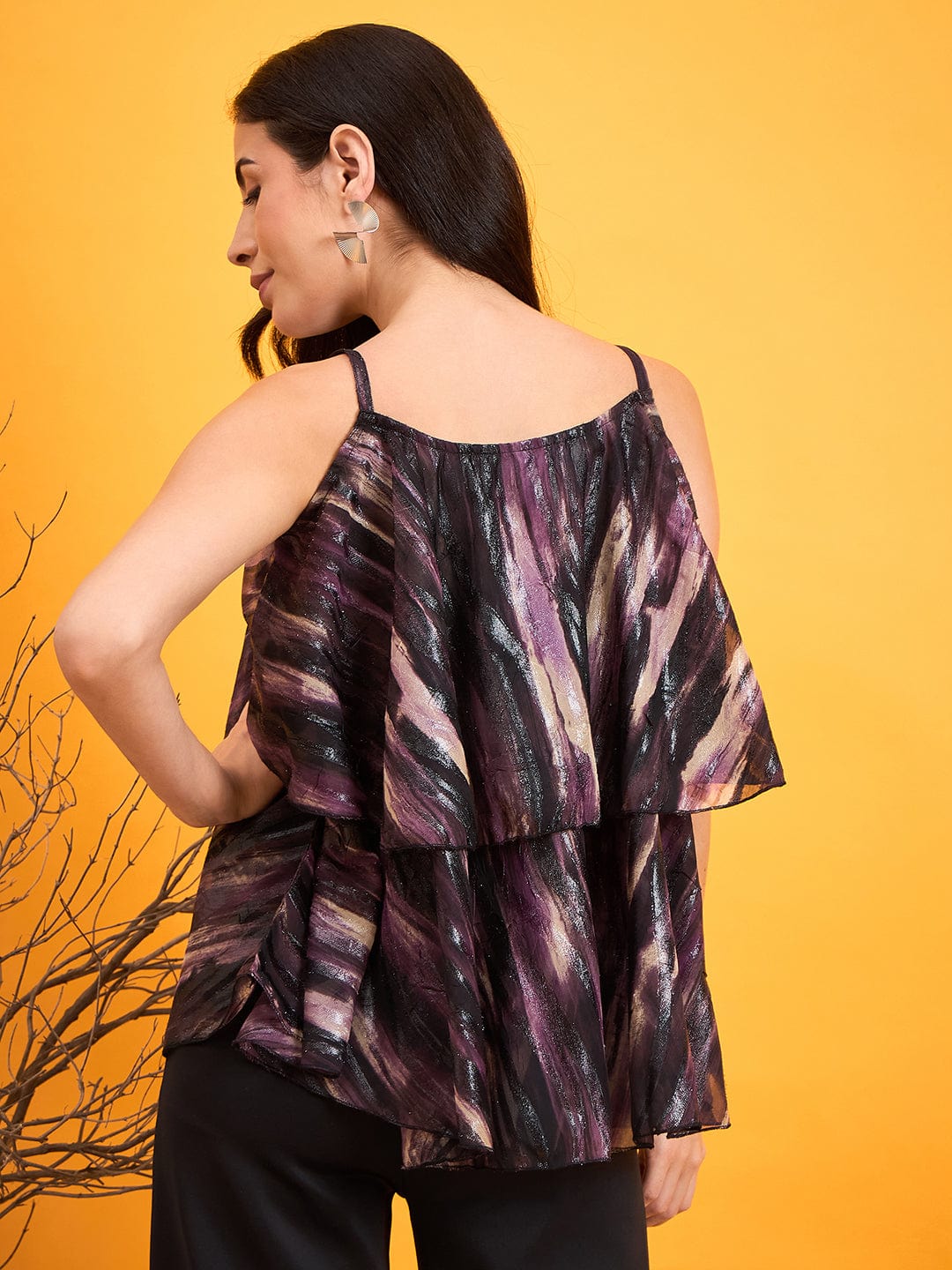 The Kaftan Company Tops Purplish Glam Peplum Festive Top