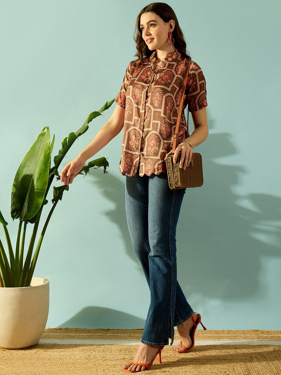 The Kaftan Company Tops Scalloped Floral Vintage Shirt