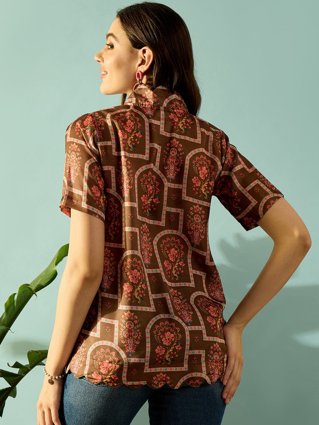 The Kaftan Company Tops Scalloped Floral Vintage Shirt