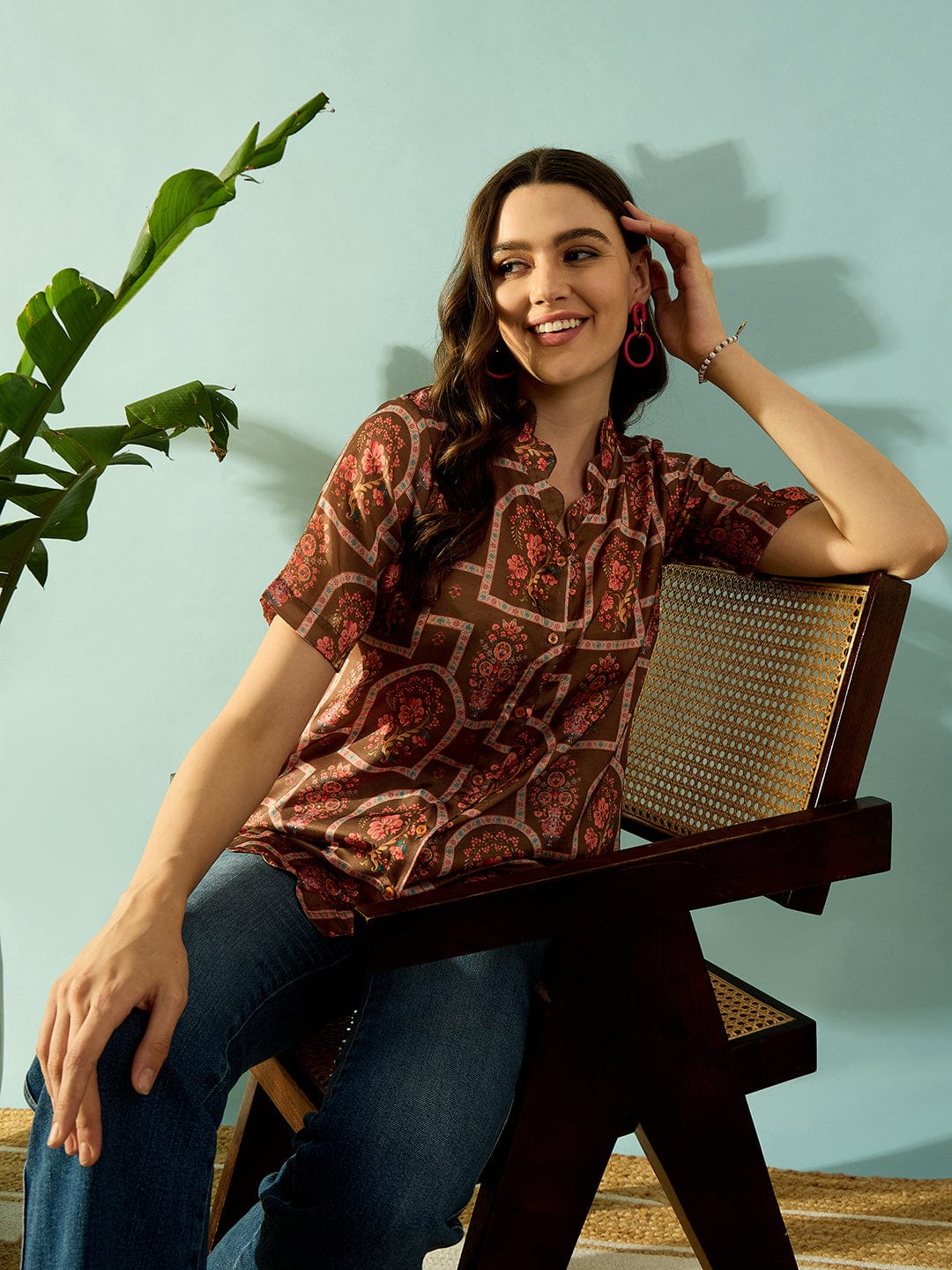 The Kaftan Company Tops Scalloped Floral Vintage Shirt