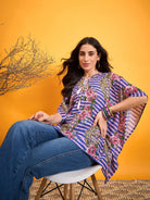 The Kaftan Company Tops Striped Floral Kaftan Top