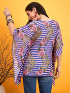 The Kaftan Company Tops Striped Floral Kaftan Top