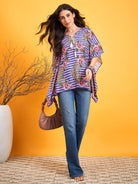 The Kaftan Company Tops Striped Floral Kaftan Top
