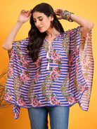 The Kaftan Company Tops Striped Floral Kaftan Top
