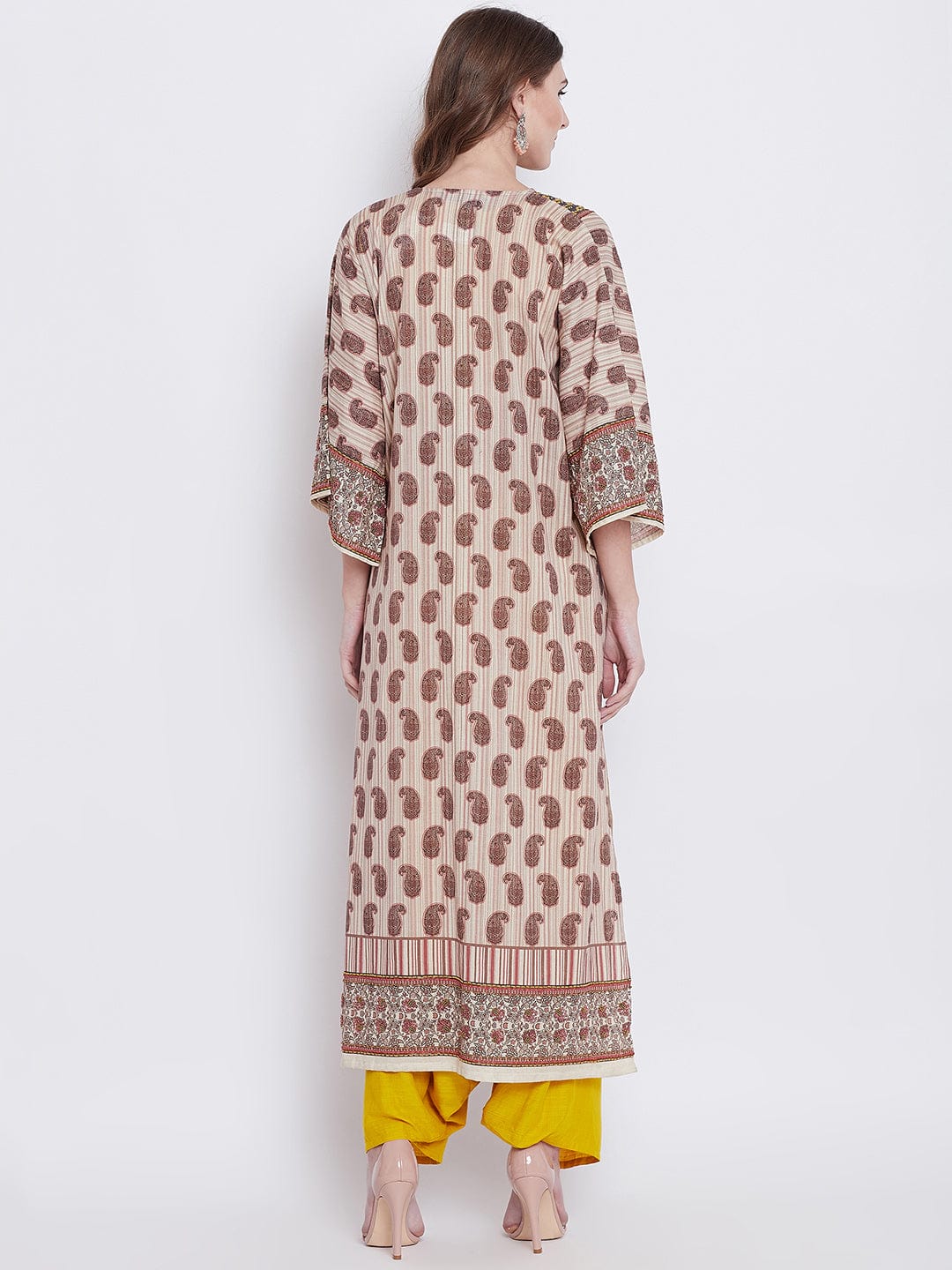 The Kaftan Company Tops Striped Linen Embroidered Buta Day Wear Top