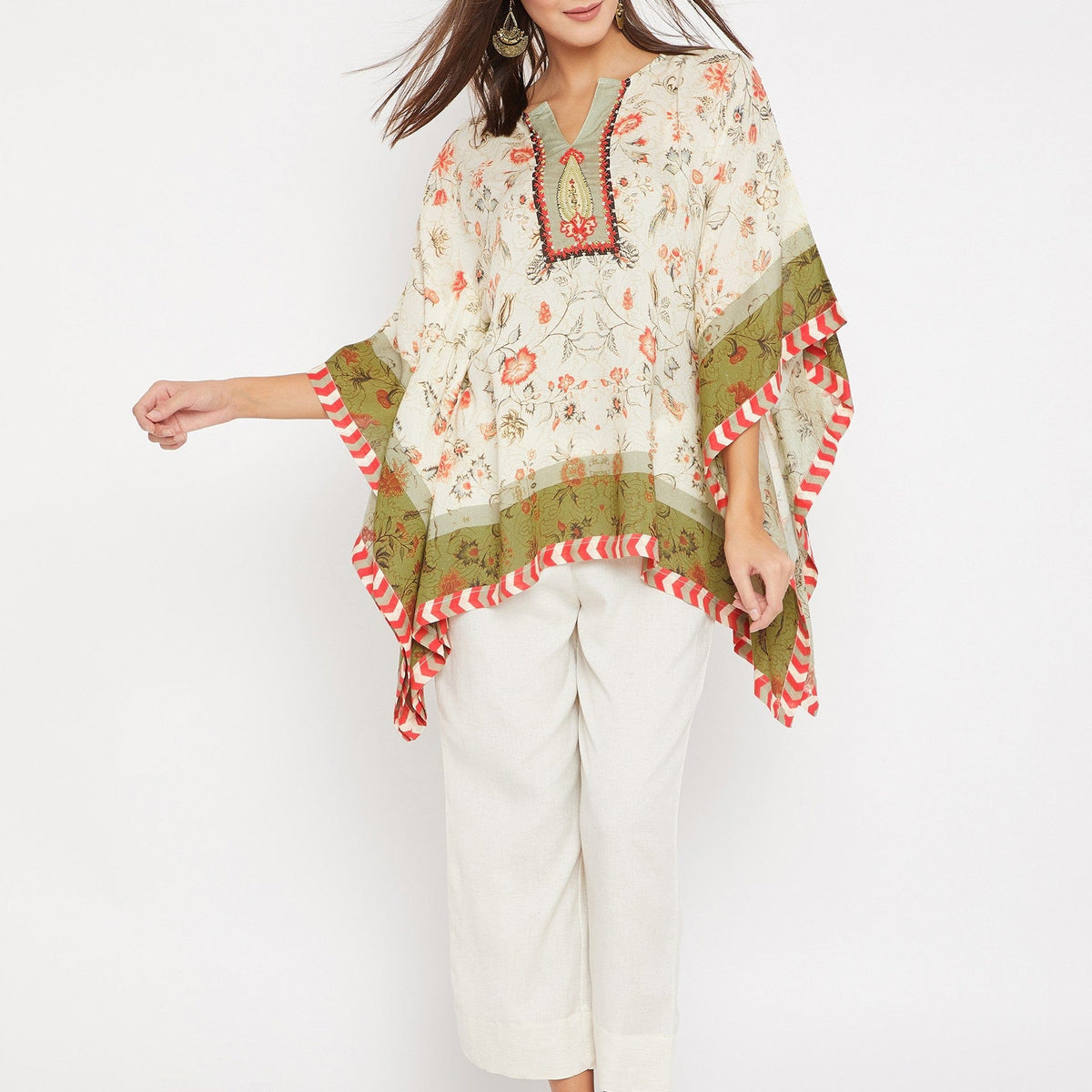 Embroidered Kaftan Top