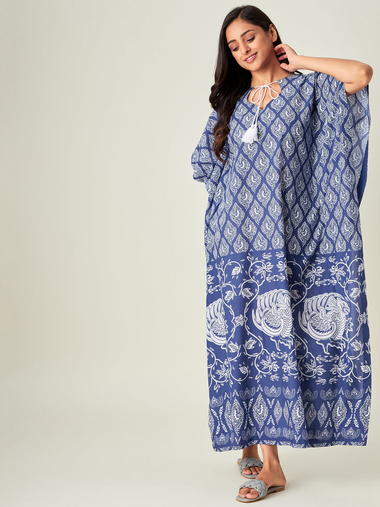 Blue Batik Buta Loungewear Kaftan