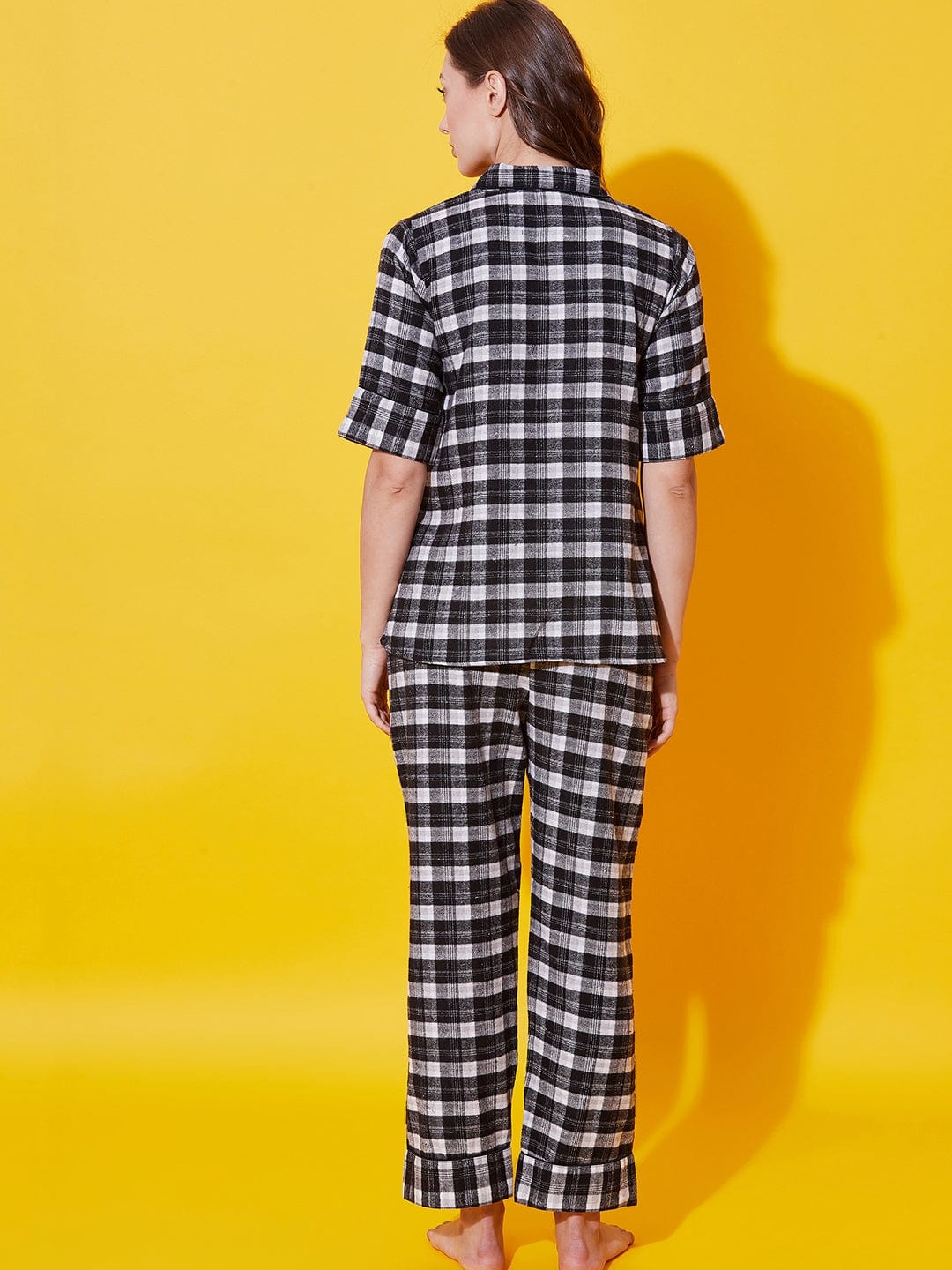 The Kaftan Company Co-ord Monochrome Plaid Lounge Set