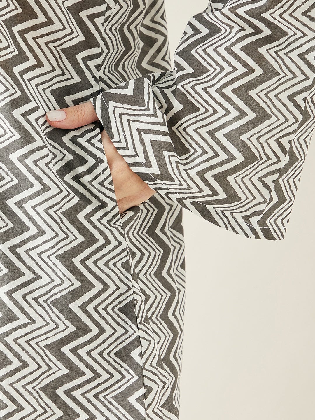 The Kaftan Company Co-ord White Geometric Printed Co-ord Set