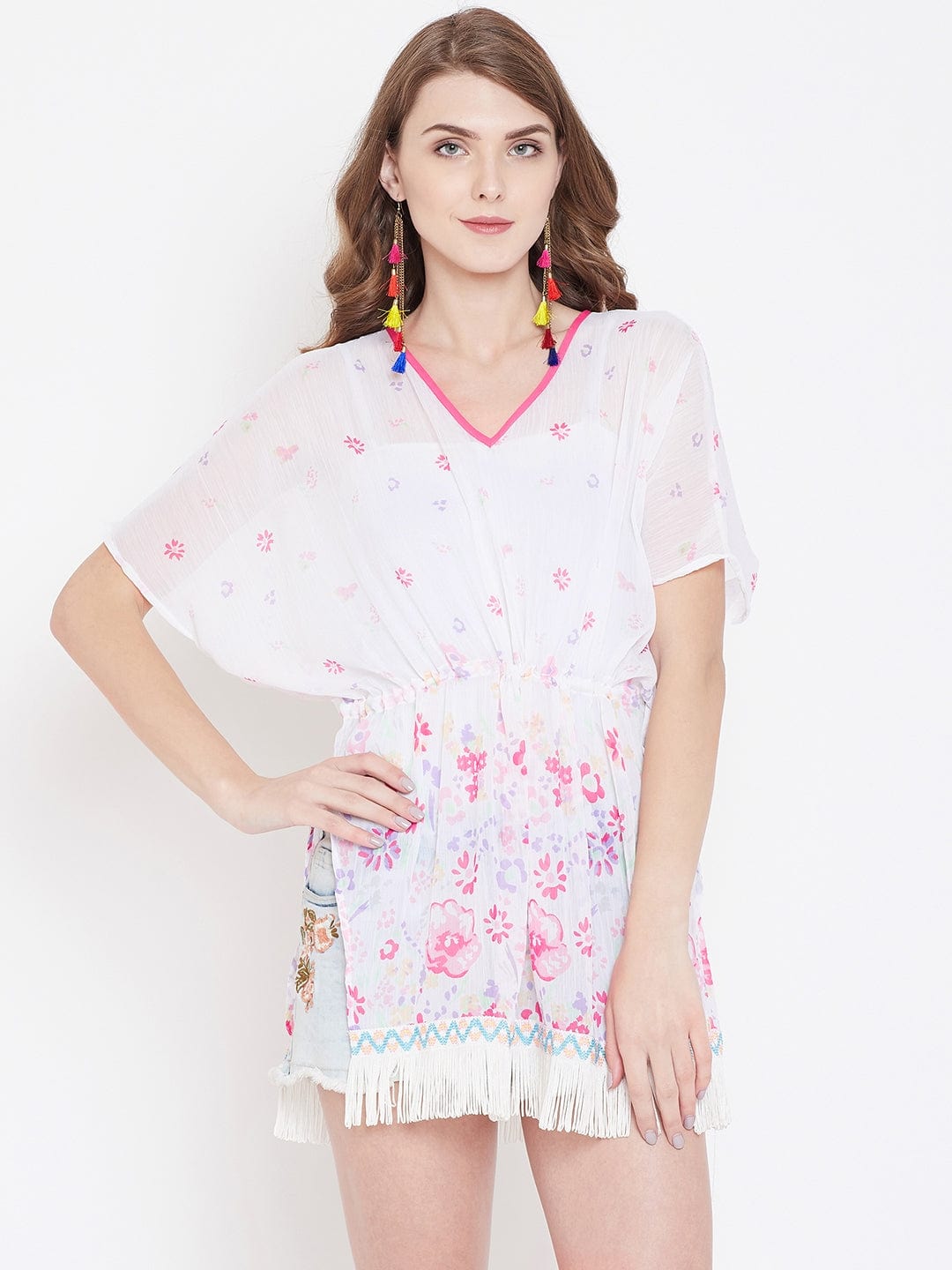 The Kaftan Company Cover-Up FLORAL PRINTED KAFTAN TOP - (Clearance - Final Sale)