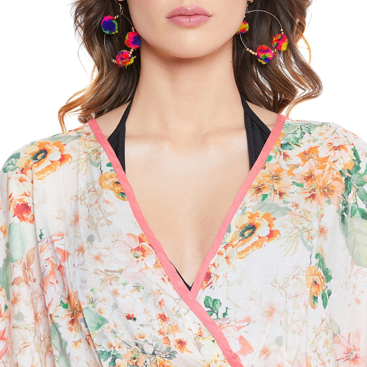 The Kaftan Company Cover-Up Peach Florette Beach Kaftan - (Clearance - Final Sale)