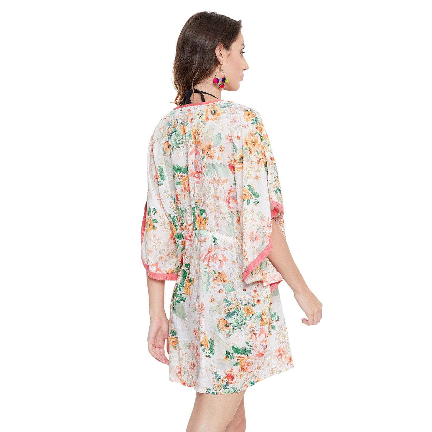 The Kaftan Company Cover-Up Peach Florette Beach Kaftan - (Clearance - Final Sale)