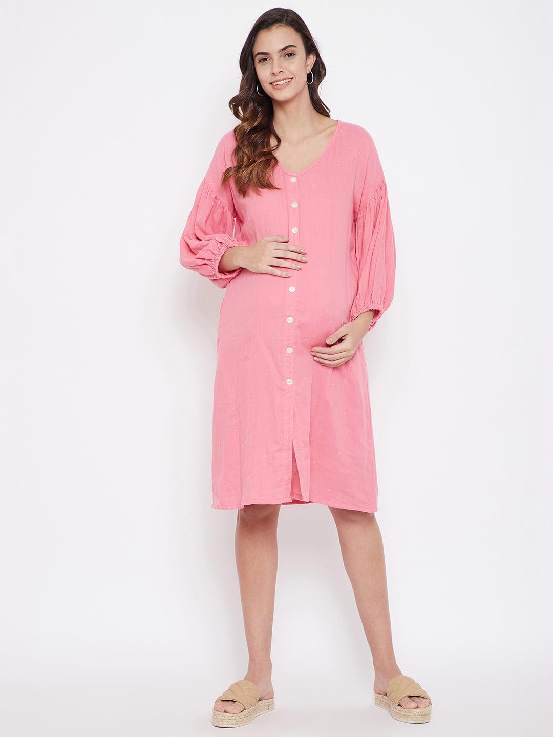 The Kaftan Company Dresses 2XL Pink Shirt Style Maternity Dress - (Final Sale)