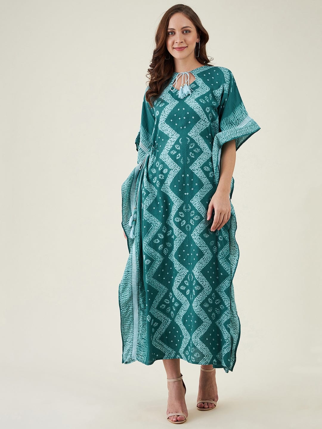 The Kaftan Company Dresses Forest Green Shibori Tiedye Kaftan Dress
