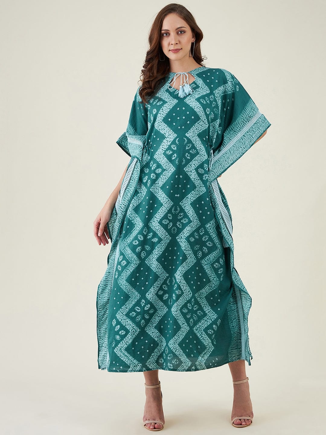 The Kaftan Company Dresses Forest Green Shibori Tiedye Kaftan Dress