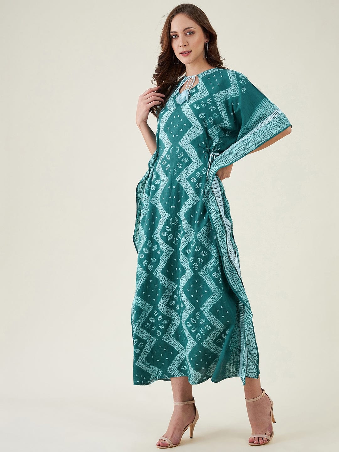 The Kaftan Company Dresses Forest Green Shibori Tiedye Kaftan Dress