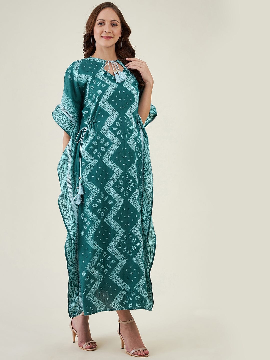 The Kaftan Company Dresses Forest Green Shibori Tiedye Kaftan Dress