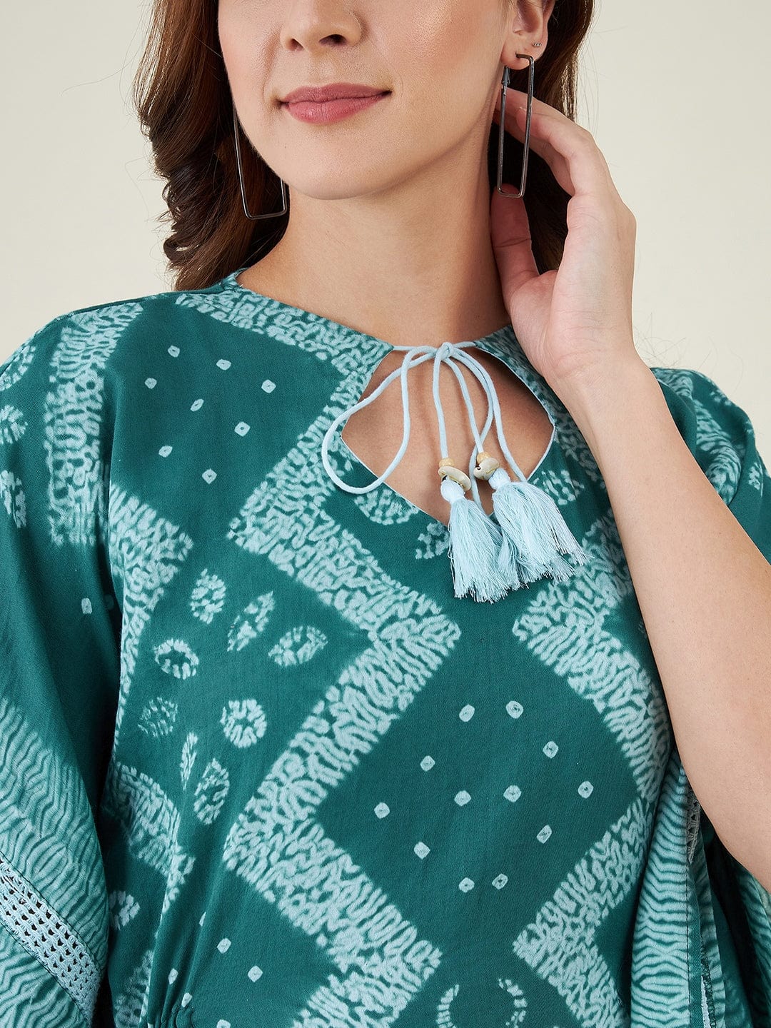 The Kaftan Company Dresses Forest Green Shibori Tiedye Kaftan Dress