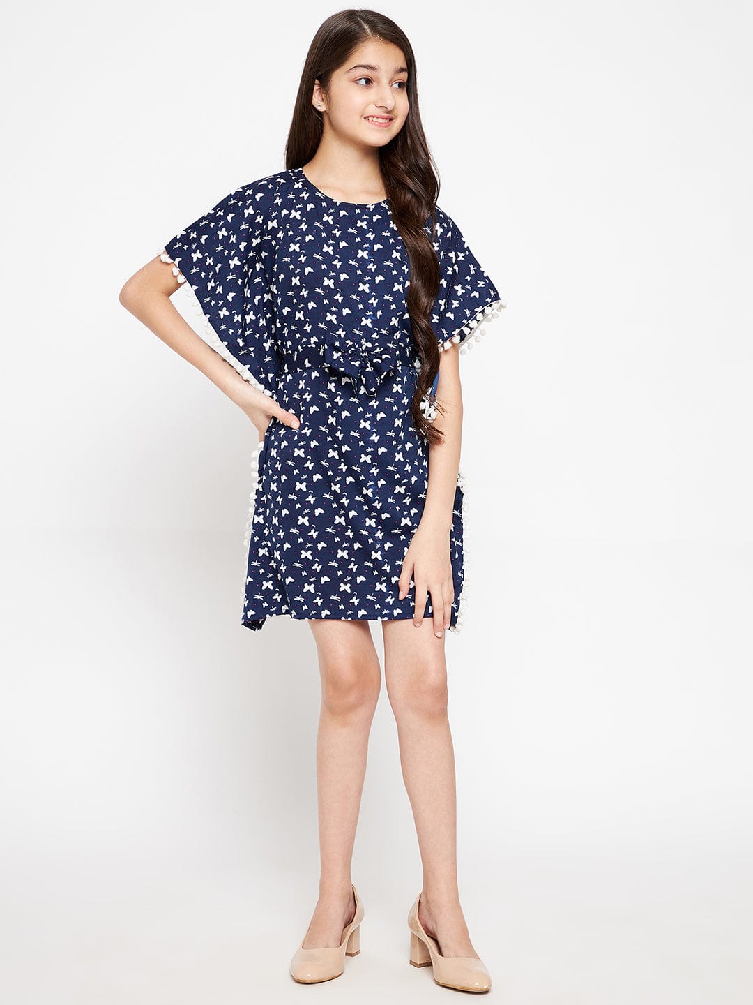 The Kaftan Company Dresses Girls Navy Blue Butterfly Kaftan Dress