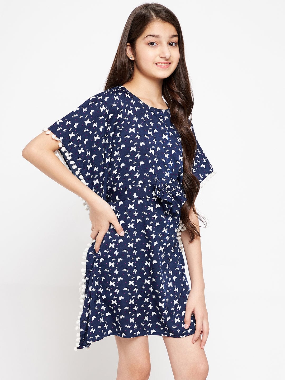 The Kaftan Company Dresses Girls Navy Blue Butterfly Kaftan Dress