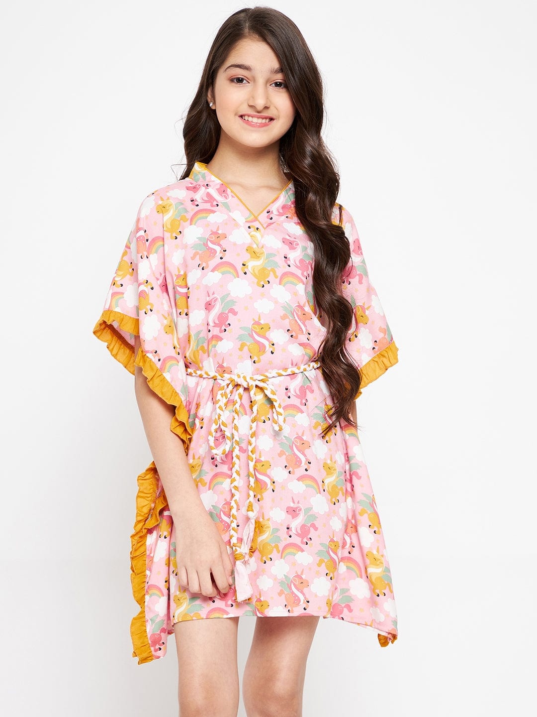 The Kaftan Company Dresses Girls Pink Unicorn Cloud Kaftan Dress
