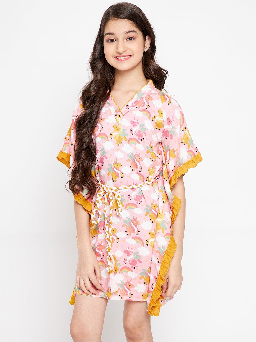 The Kaftan Company Dresses Girls Pink Unicorn Cloud Kaftan Dress