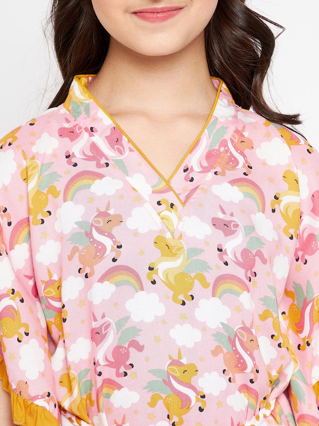The Kaftan Company Dresses Girls Pink Unicorn Cloud Kaftan Dress