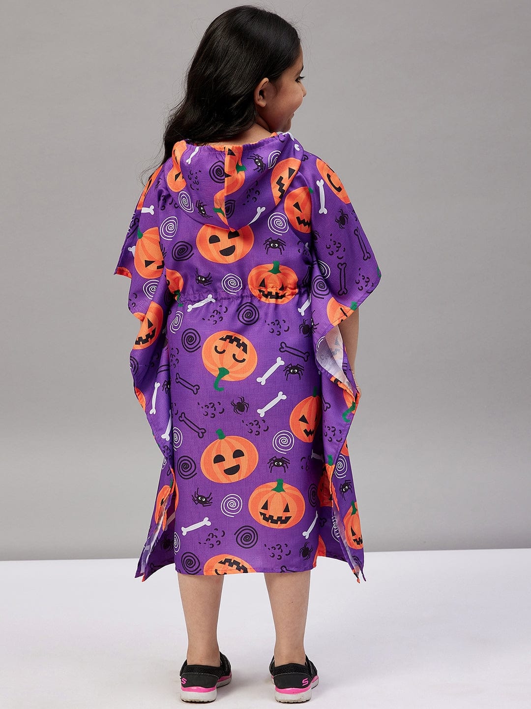 The Kaftan Company Dresses Girls Purple Halloween Printed Hooded Kaftan