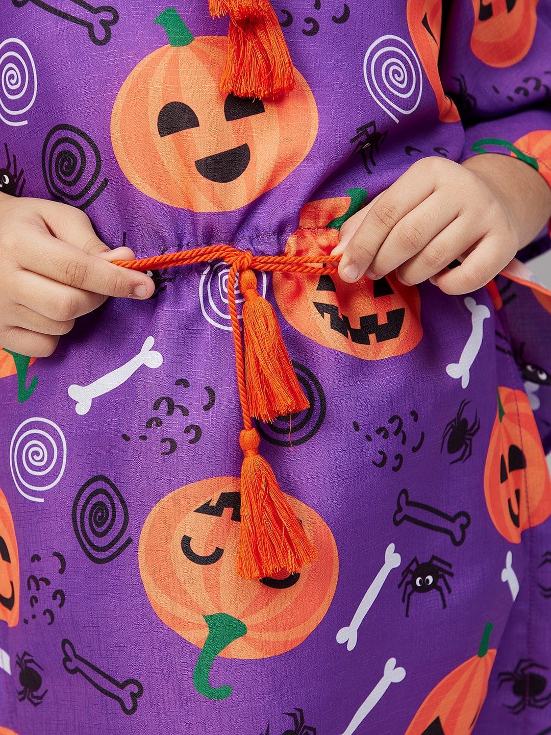The Kaftan Company Dresses Girls Purple Halloween Printed Hooded Kaftan