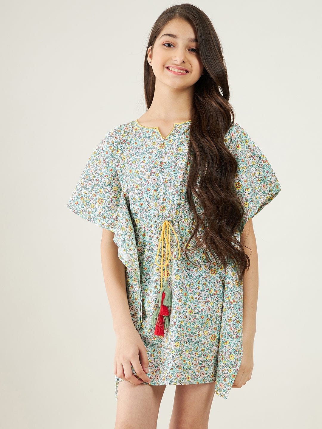 The Kaftan Company Dresses Girls White Flower Power Kaftan Dress