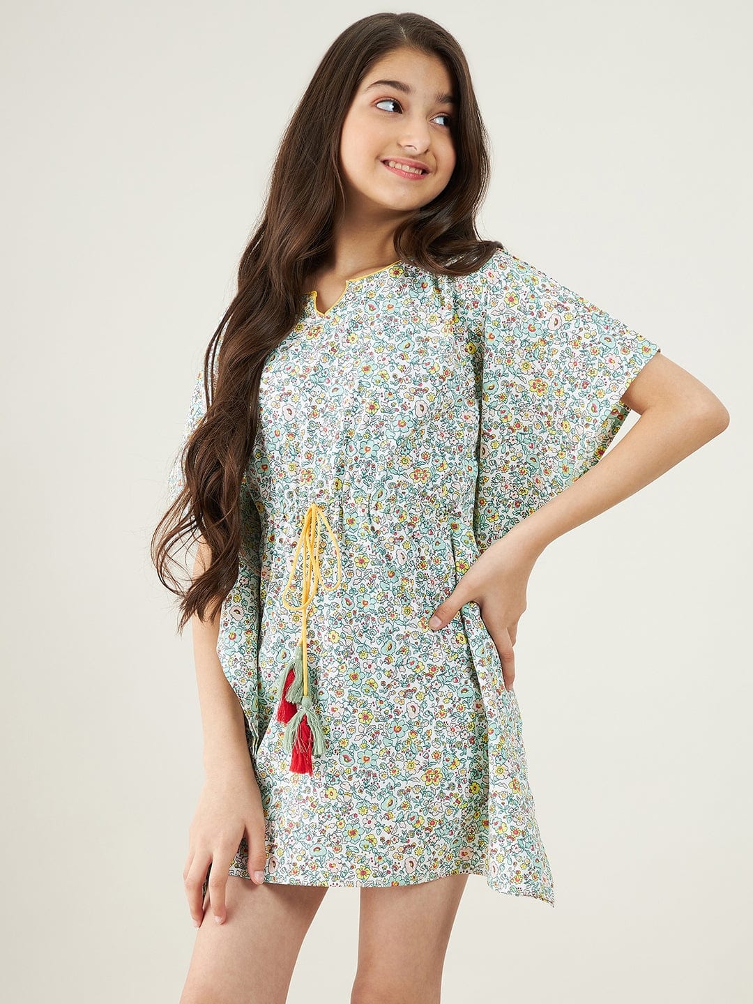The Kaftan Company Dresses Girls White Flower Power Kaftan Dress