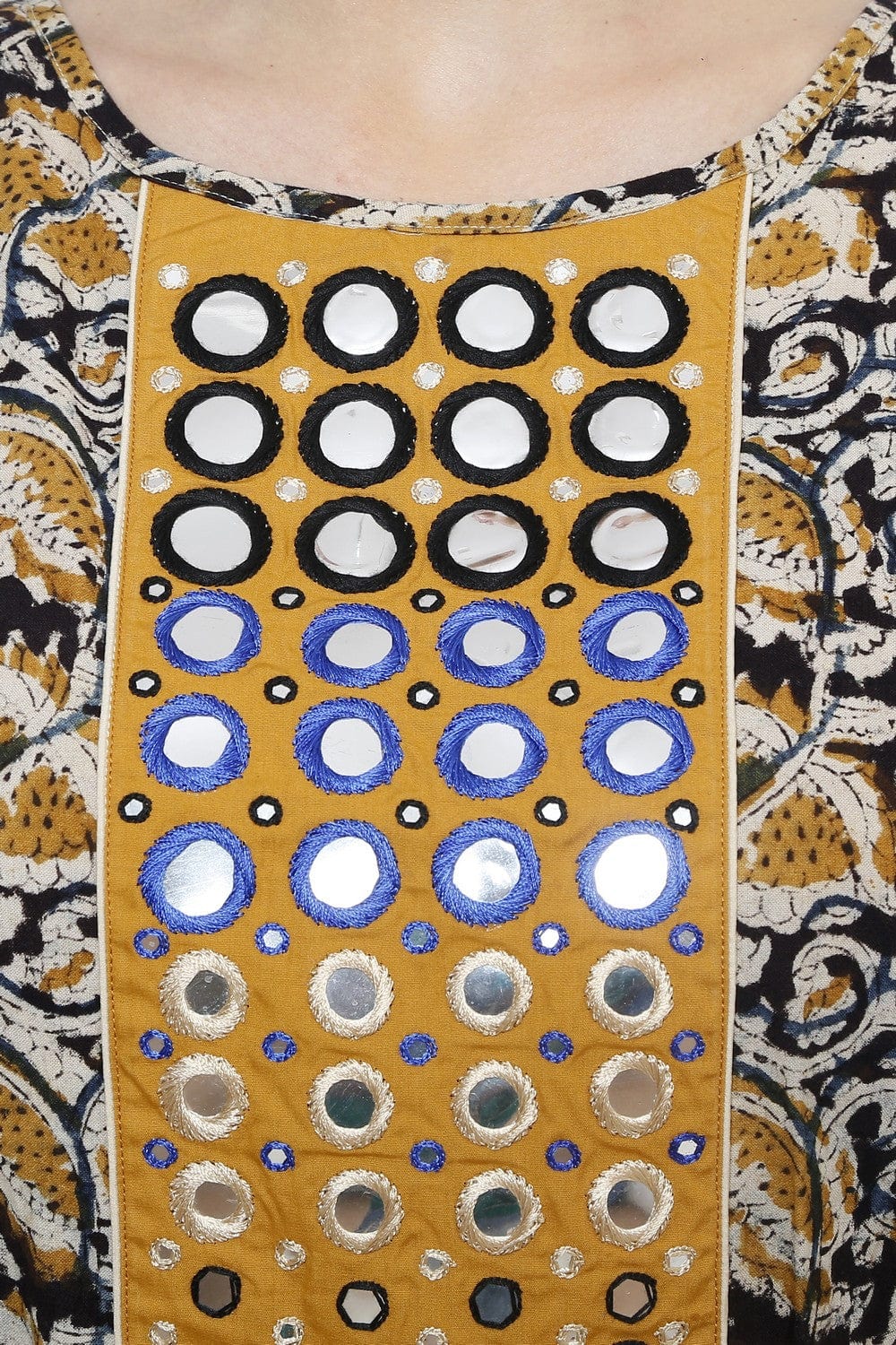 The Kaftan Company Dresses KALAMKARI WITH MIRROR WORK JUMPER - (Clearance - Final Sale)